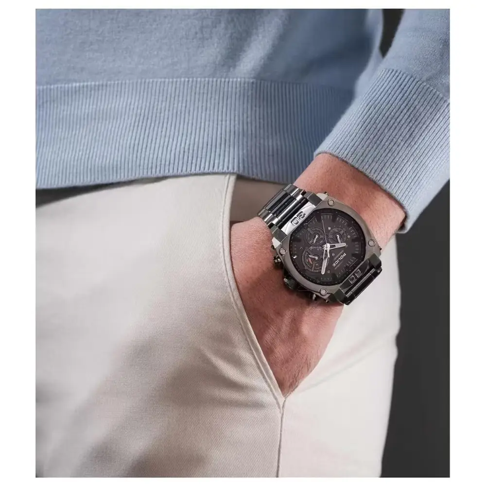 Police Norwood Analog Watch for Men - 45mm Stainless Steel Gray Case, Black Dial, Gray Metal Bracelet, 50m Water Resistant - PEWGI0092906 - Image 5