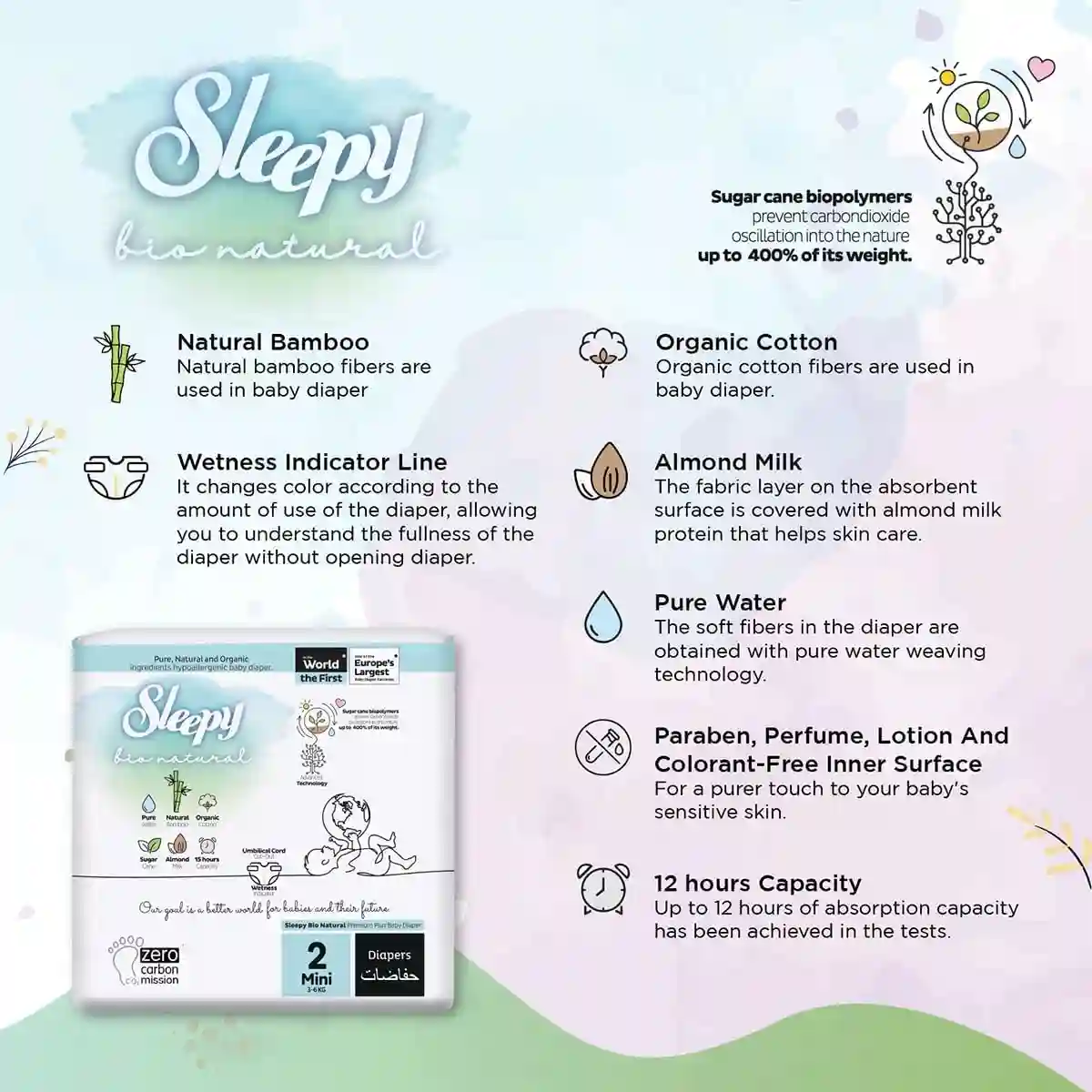 Sleepy Bio Natural Premium Diapers Baby Dry Taped 3-6kg 68 Count - SLP-BD0002V1 - Image 5