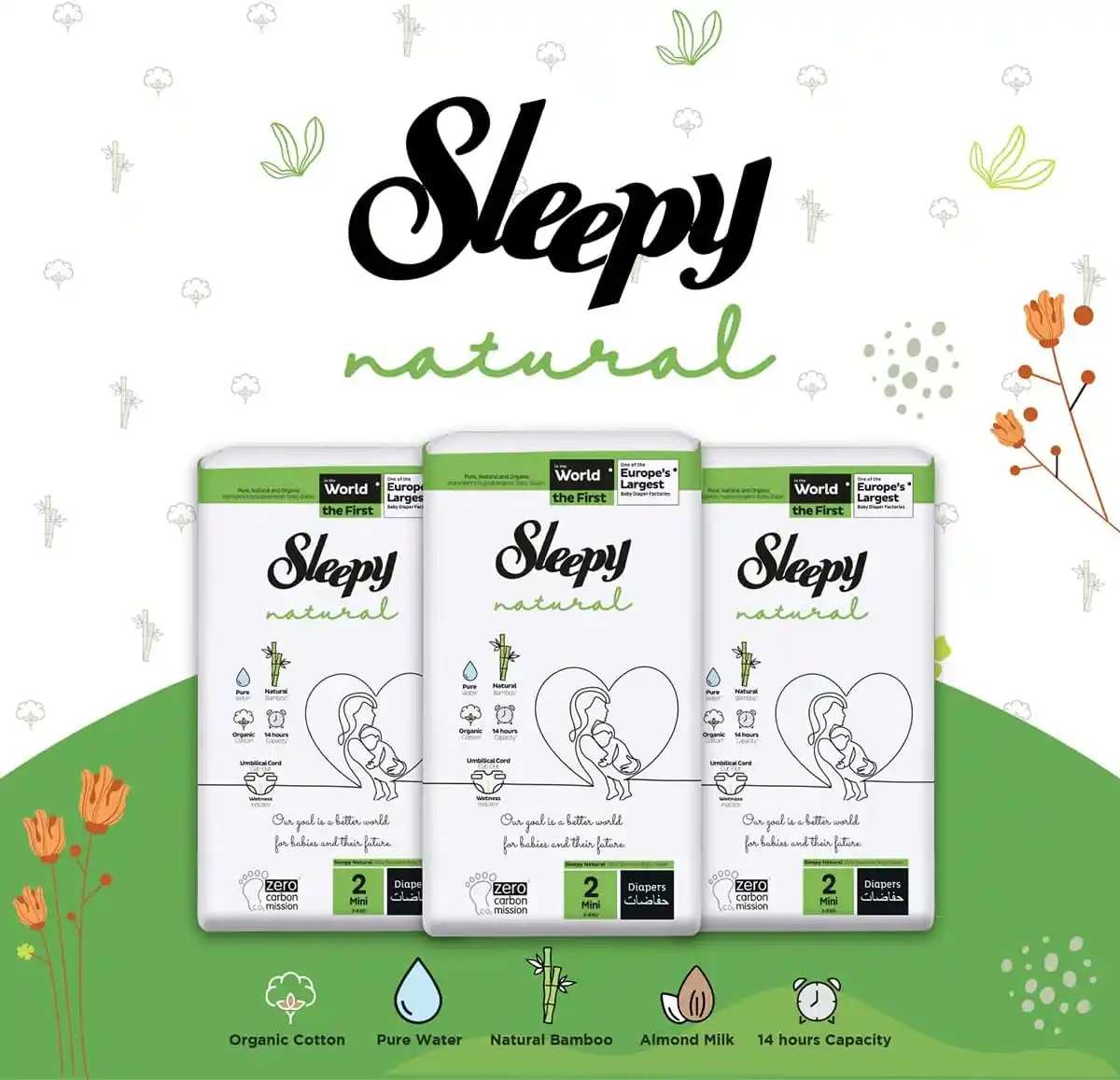 Sleepy Natural Newborn Hypoallergenic Baby Dry Diapers 3-6kg 84 Count - SLP-ND0002V2 - Image 3