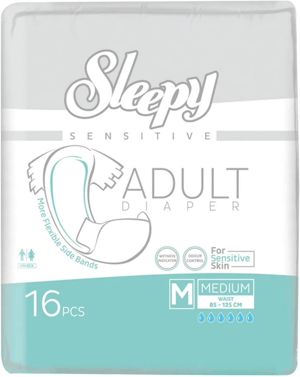 SOHO Sleepy Adult Diapers Unisex For Sensitive Skin Odour Control Medium 16 Pcs - SLP-AD000LA4