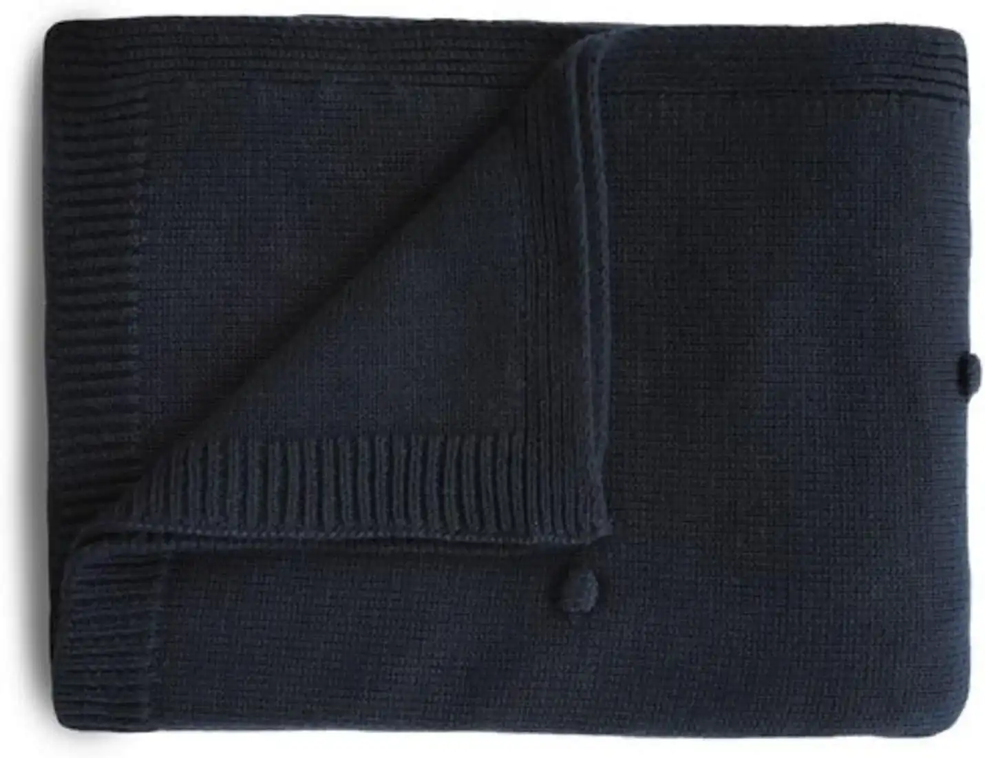 Mushie Knitted Baby Blanket Textured Dots Dark Navy - MU2180337