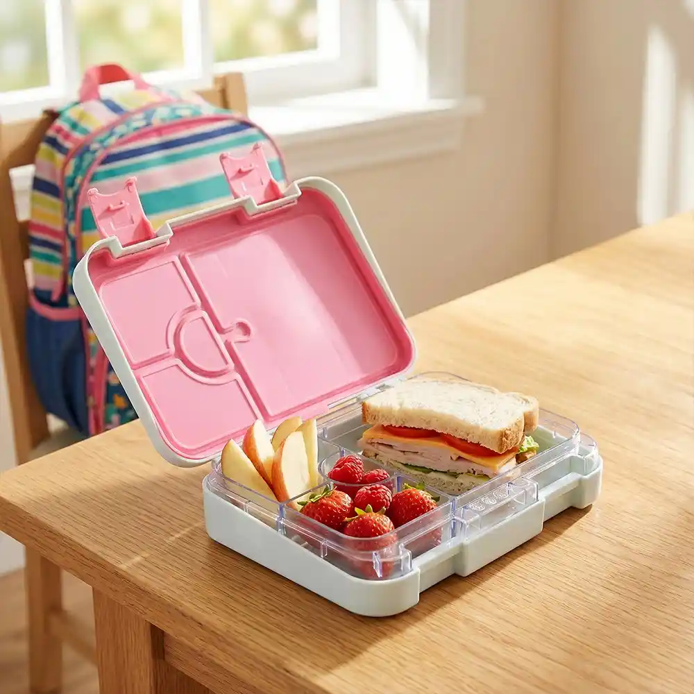 Eazy Kids 4 Compartment Bento Lunch Box Leakproof BPA Free Food Container - EZ_4COMLB_BICYGR - Image 3