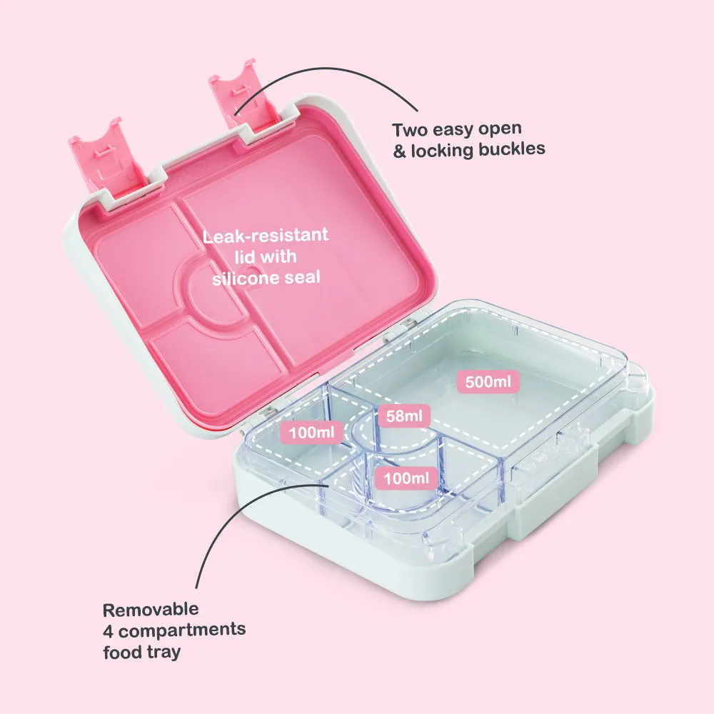 Eazy Kids 4 Compartment Bento Lunch Box Leakproof BPA Free Food Container - EZ_4COMLB_BICYGR - Image 4