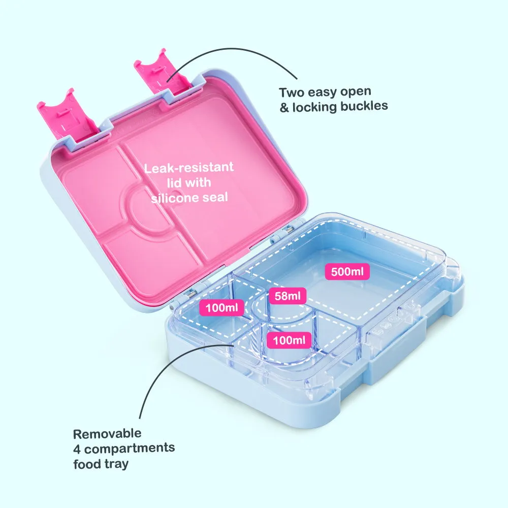Eazy Kids 4 Compartment Bento Lunch Box Leakproof BPA Free Food Container For Kids - EZ_4COMLB_FLMPI - Image 4