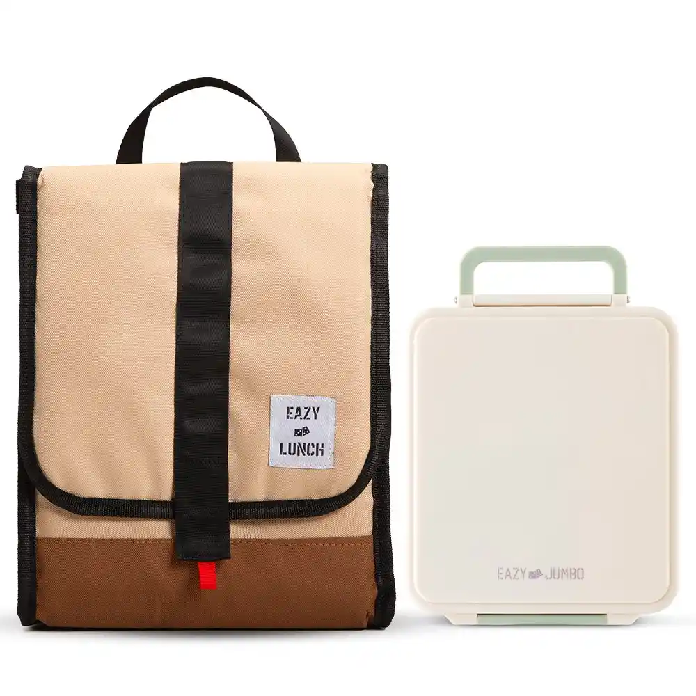 Eazy Kids Insulated Lunch Bag W Jumbo Bento Lunch Box Ivory - CM_EZLBALBJB_IV