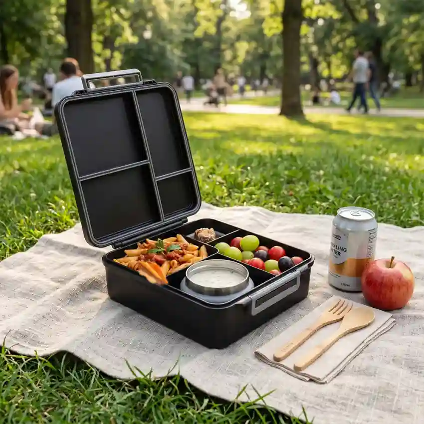 Eazy Kids Insulated Lunch Bag W Jumbo Bento Lunch Box Midnight Black - CM_EZLBALBJB_BK - Image 7