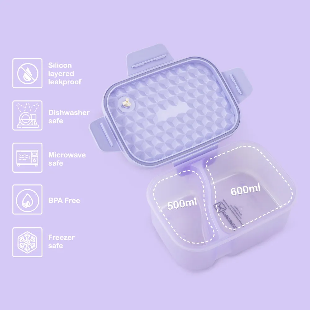 Hydrobrew Smart Serve Bento Lunch Box Lavender Diamond 1100ml - HB_LB2COMPP_PU - Image 4