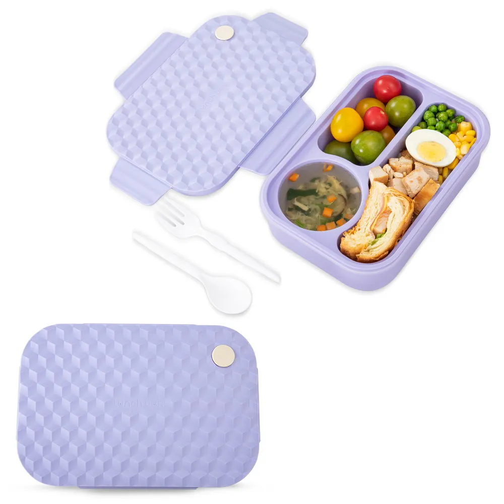 Hydrobrew Smart Serve Bento Lunch Box Lavender Diamond 980ml - HB_LB3COMPP_PU