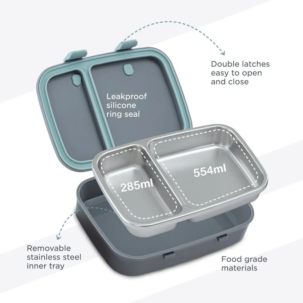 Hydrobrew Steel Core Bento Lunch Box W Lunch Bag Stainless Steel 839ml - CMHB_LBALBSS2_GR - Image 8