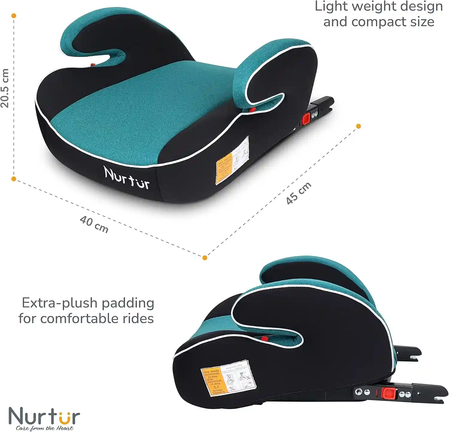 Nurtur Enzo Kids Booster Car Seat Arm Rest Blow Up Narrow Backless Design Blue - ZY13A-NR6 - Image 4