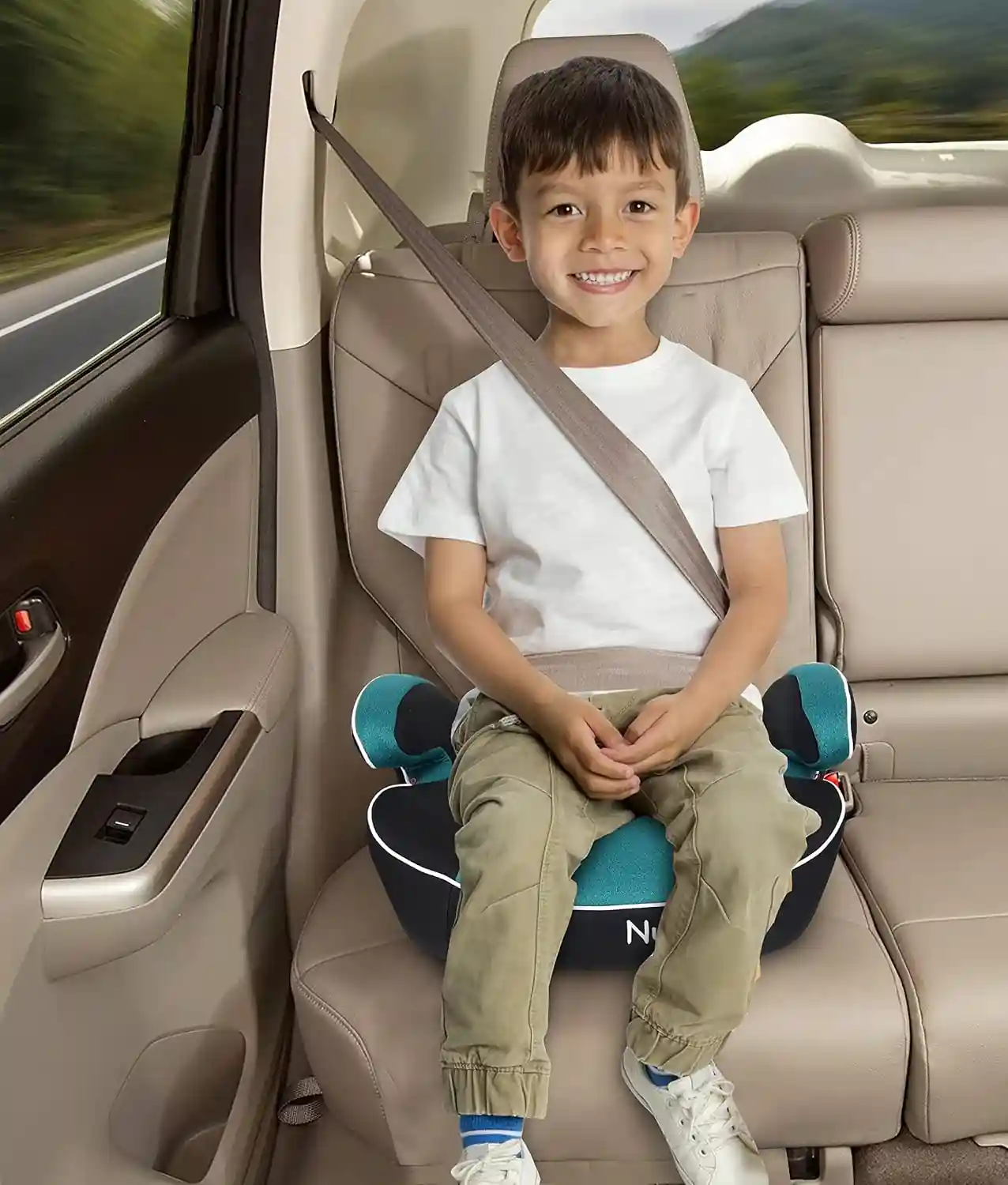 Nurtur Enzo Kids Booster Car Seat Arm Rest Blow Up Narrow Backless Design Blue - ZY13A-NR6 - Image 7