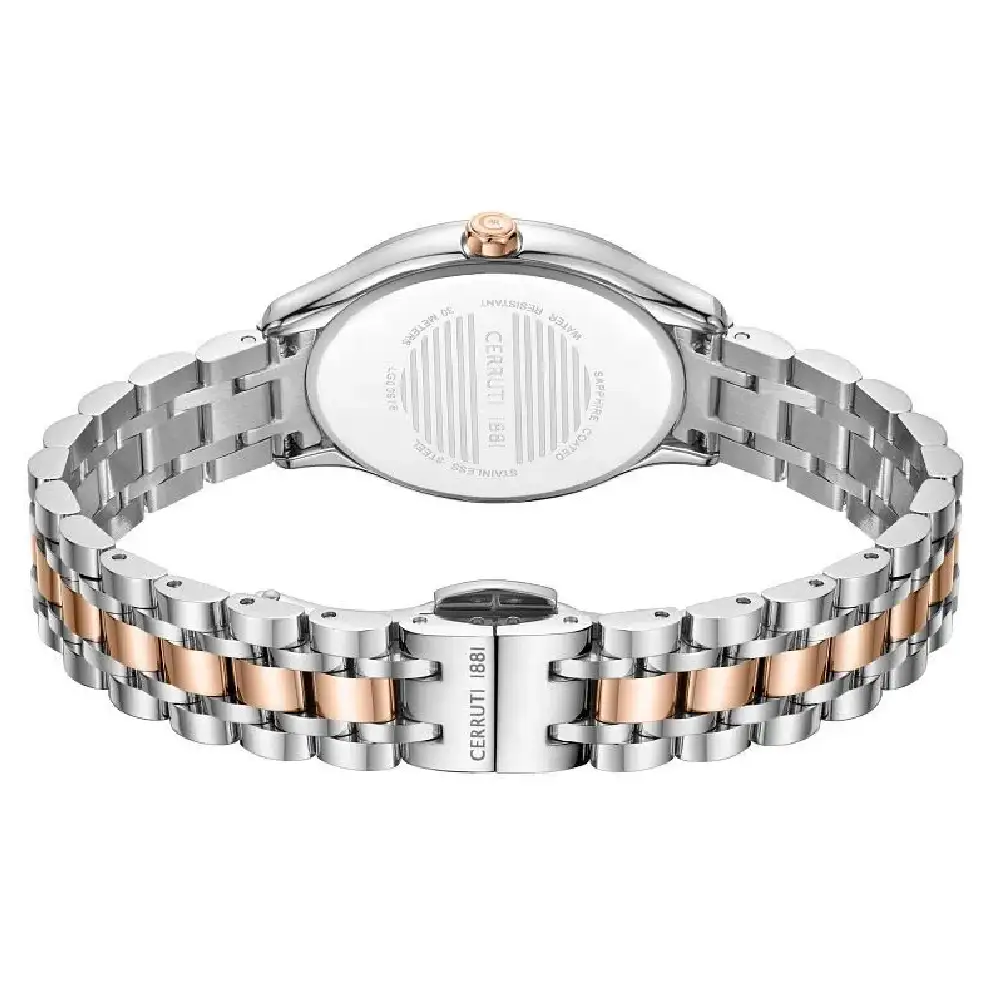 Cerruti 1881 Brescia Quartz Analog Watch for Women - Silver Sunray Dial, Two-Tone Stainless Steel Bracelet, Mineral Glass, 26mm - CIWLG0097604 - Image 3