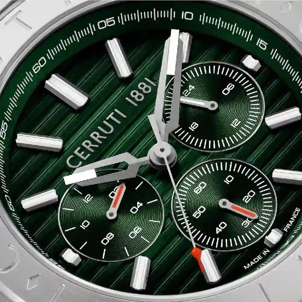 Cerruti 1881 Filiano Quartz Watch for Men - Green Dial, Silver Stainless Steel Strap, Mineral Glass, 100M Water Resistant - CIWGK0085804 - Image 3