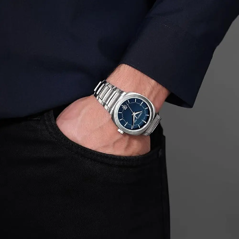 Cerruti 1881 Forli 39mm Watch for Men - Blue Dial, Silver Stainless Steel Case & Bracelet, Quartz Movement, Date Display, 50m Water Resistant - CIWGG0095903 - Image 3