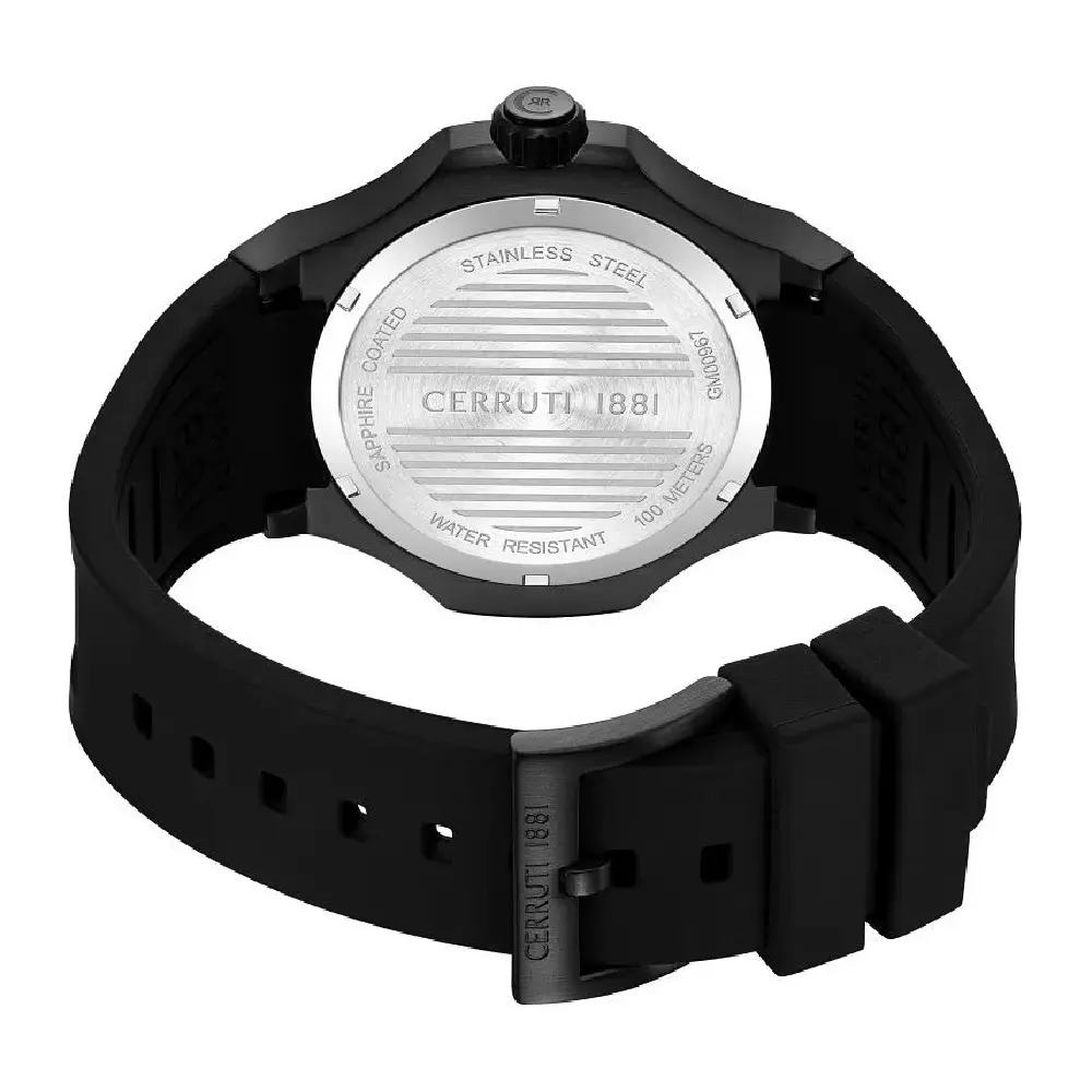 Cerruti 1881 Lucardo Quartz Analog Watch for Men - Black Dial, Black Stainless Steel Strap, Mineral Glass, 100M Water Resistant - 46mm - Image 3
