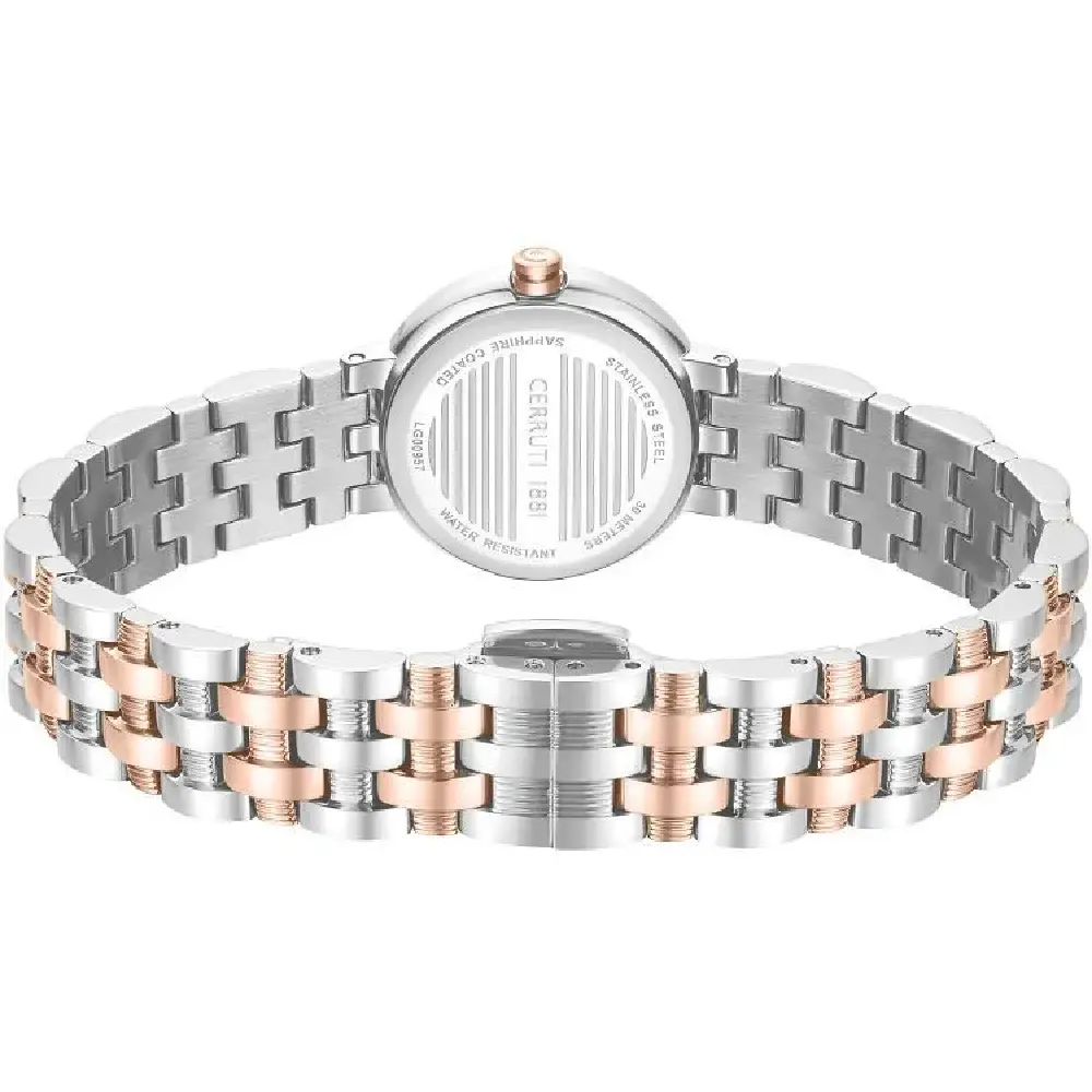 Cerruti 1881 Lusia Quartz Watch for Women - Beige Textured Dial, Silver Rose Gold Stainless Steel Strap, Mineral Glass, 30m Water Resistant - CIWLG0095704 - Image 3