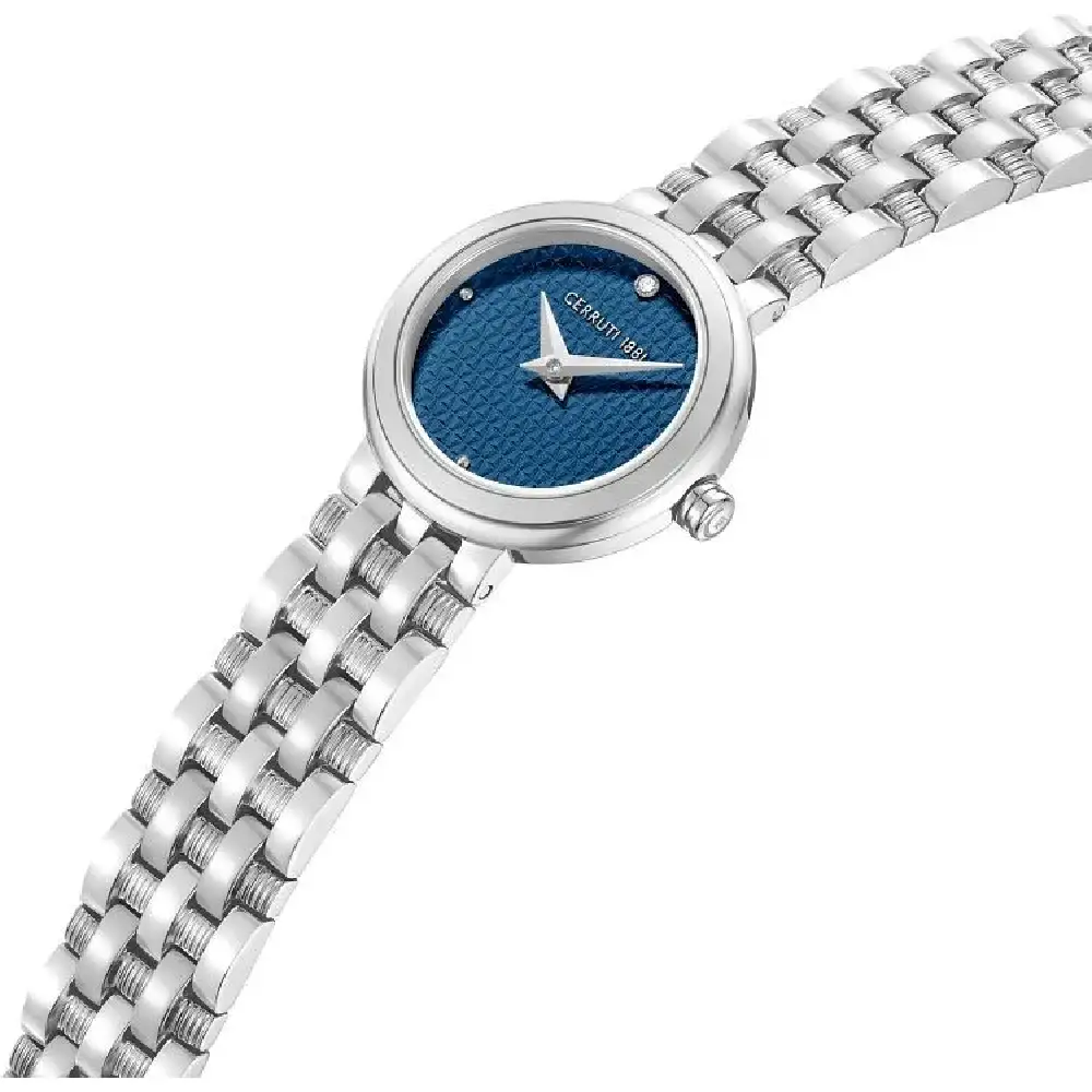 Cerruti 1881 Lusia Quartz Watch for Women - Blue Textured Dial, Silver Stainless Steel Strap, Mineral Glass, 30m Water Resistant - CIWLG0095701 - Image 2