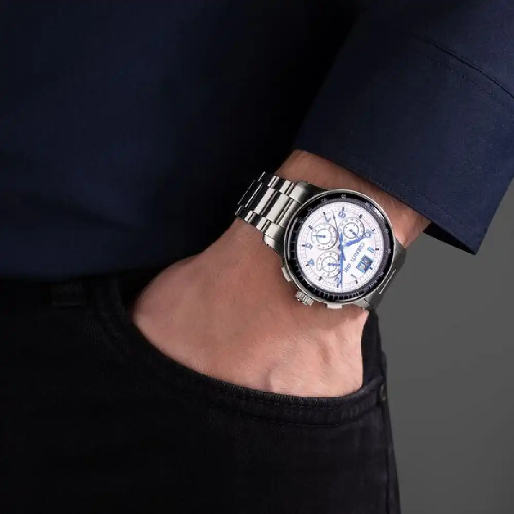 Cerruti 1881 Petroio Quartz Multifunction Watch for Men - Silver Dial, Silver Stainless Steel Bracelet, Mineral Glass, Push Button Clasp - CIWGI0084608 - Image 4
