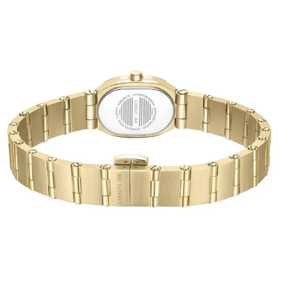 Cerruti 1881 Quartz Analog Watch for Women - Green Dial, Gold Stainless Steel Strap, Mineral Glass, Push Button Clasp - CIWLG0097316 - Image 3