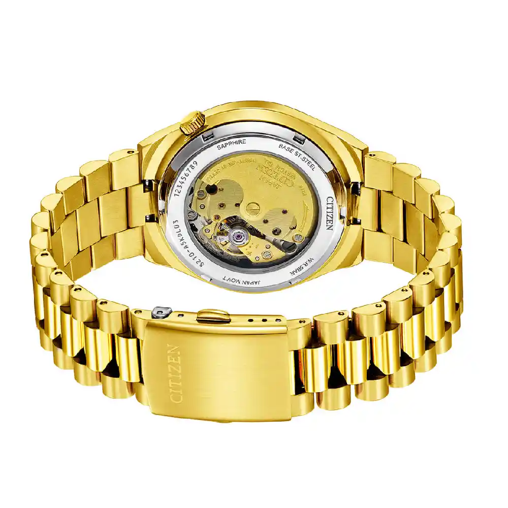 Citizen TSUYOSA Automatic Mens Watch, Gold-Plated Stainless Steel, Green Dial, Sapphire Glass, 40mm, 5 ATM, Date Display - NJ0152-51X - Image 2
