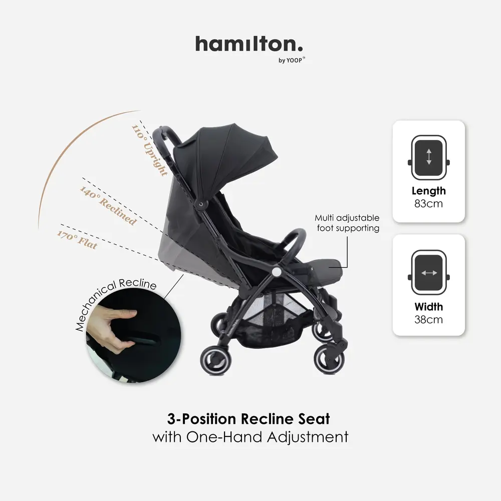 Hamilton By Yoop X1 Plus Everyday Stroller Grey - ST-X1L-GRY - Image 7