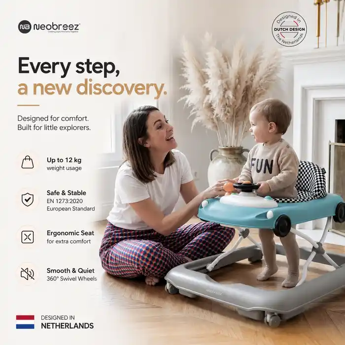 Neobreez 3-in-1 Navix Premium Activity Baby Walker Blue Grey - 8436-NBR287BG - Image 2