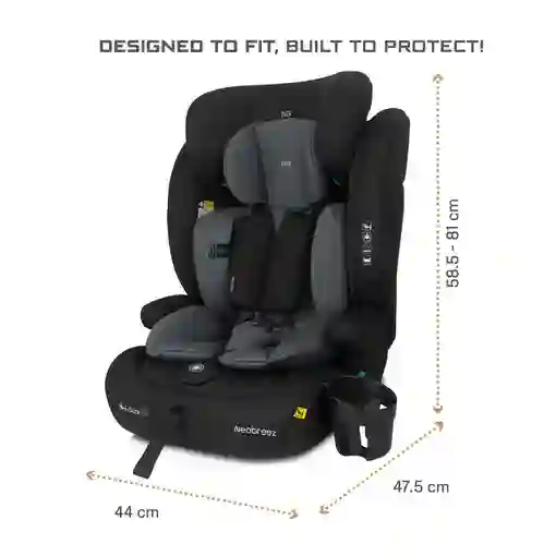 Neobreez Bostoni 3-in-1 Toddler Car Seat I-size 9m-12y B Grey - LM288-NBR217BDG - Image 14