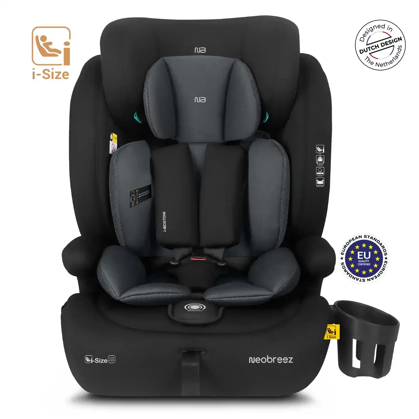 Neobreez Bostoni 3-in-1 Toddler Car Seat I-size 9m-12y B Grey - LM288-NBR217BDG - Image 4