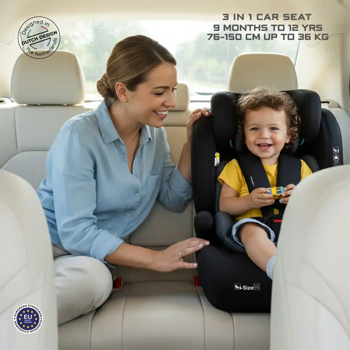 Neobreez Bostoni 3-in-1 Toddler Car Seat I-size 9m-12y B Grey - LM288-NBR217BDG - Image 11