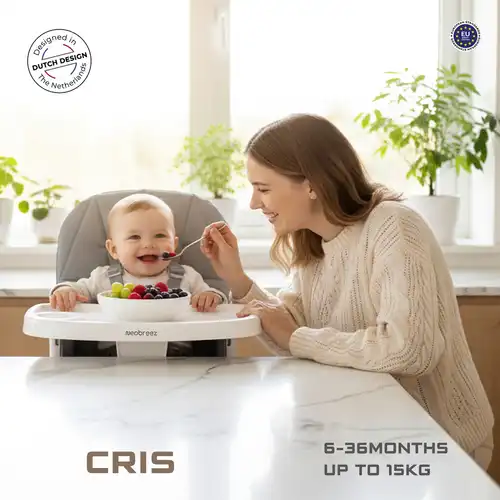 Neobreez Cris Compact Foldable Highchair for Child Grey White - HCY021-NBR255MGW - Image 12