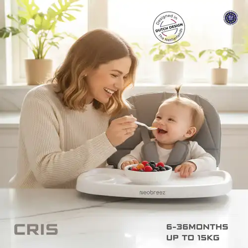Neobreez Cris Compact Foldable Highchair for Child Grey White - HCY021-NBR255MGW - Image 7