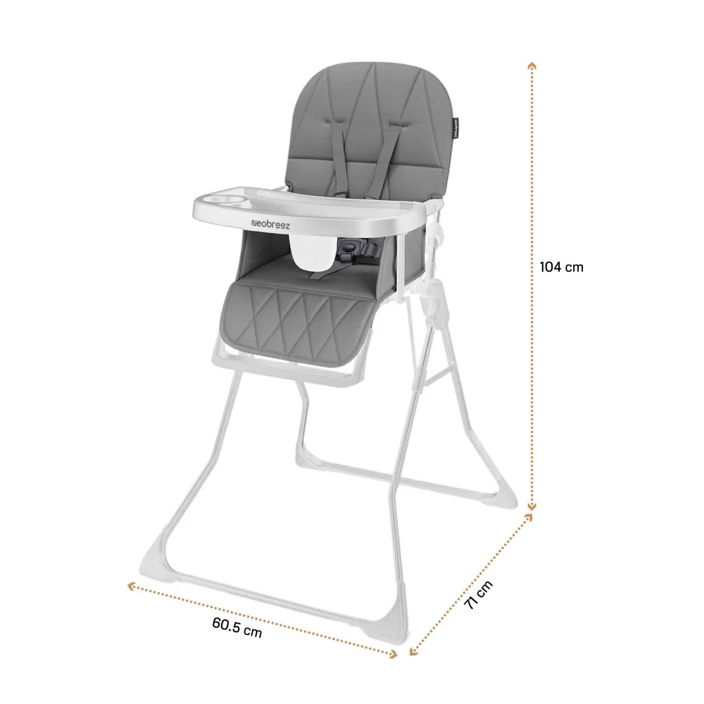 Neobreez Cris Compact Foldable Highchair for Child Grey White - HCY021-NBR255MGW - Image 11