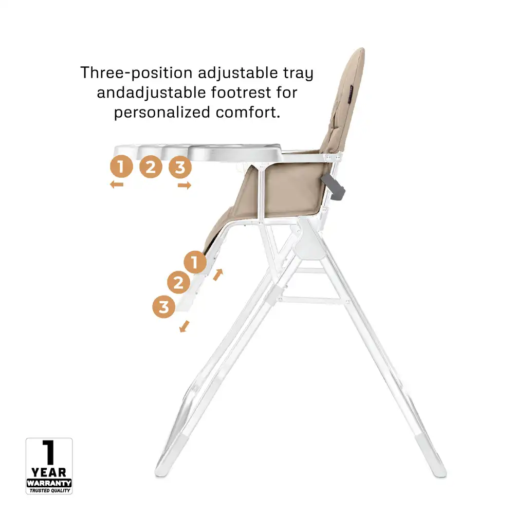 Neobreez Cris Foldable High Chair Beige White - HCY021-NBR344BGW - Image 7