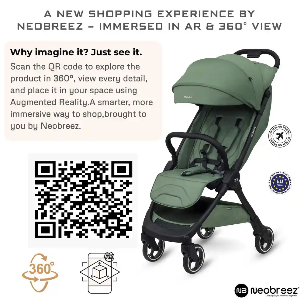 Neobreez Deca Compact Cabin Stroller Travel Stroller Green - S2886-NBR185OG - Image 2