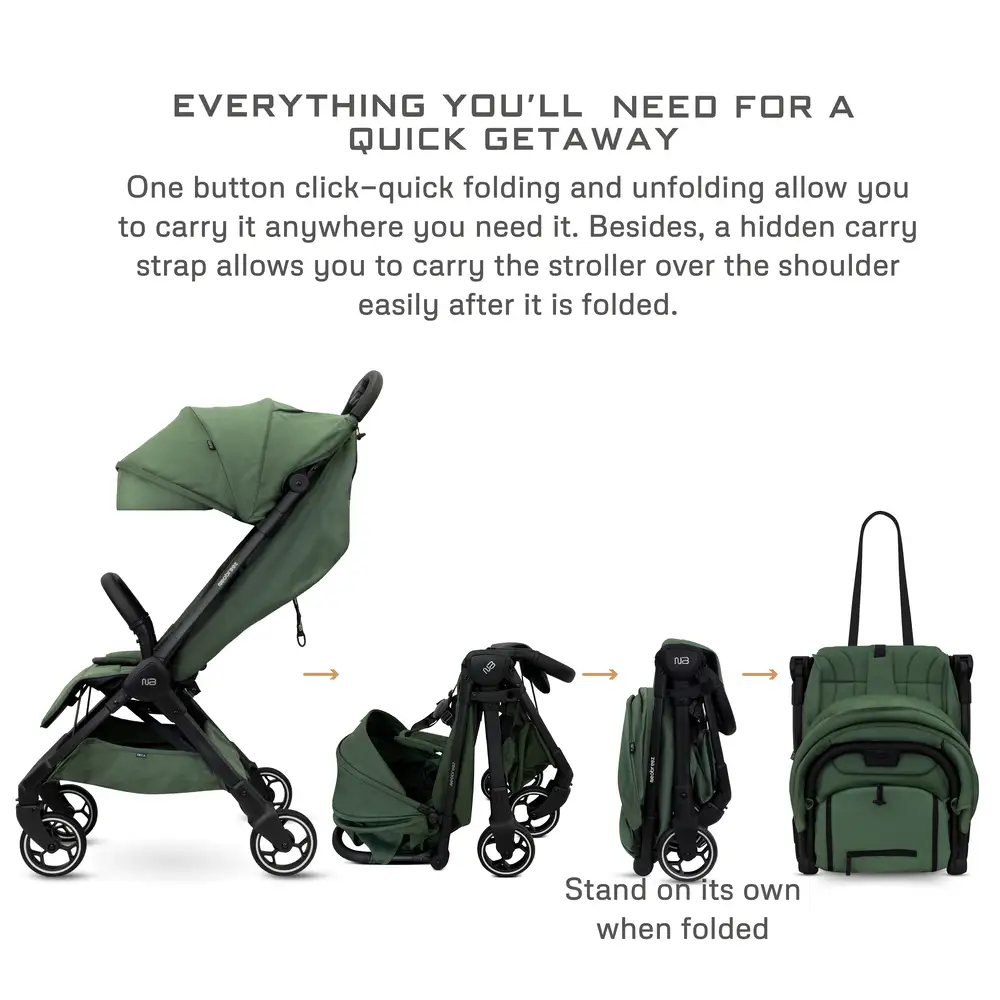 Neobreez Deca Compact Cabin Stroller Travel Stroller Green - S2886-NBR185OG - Image 17