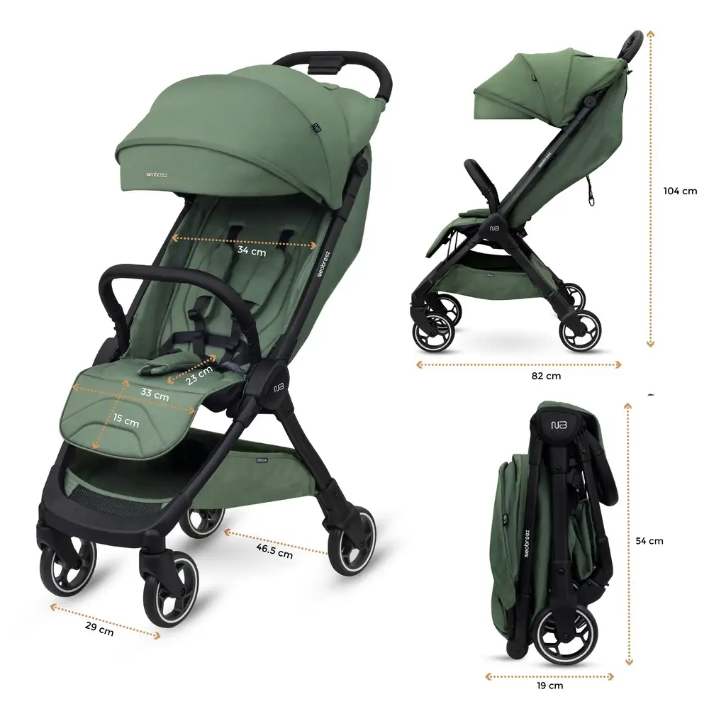 Neobreez Deca Compact Cabin Stroller Travel Stroller Green - S2886-NBR185OG - Image 21