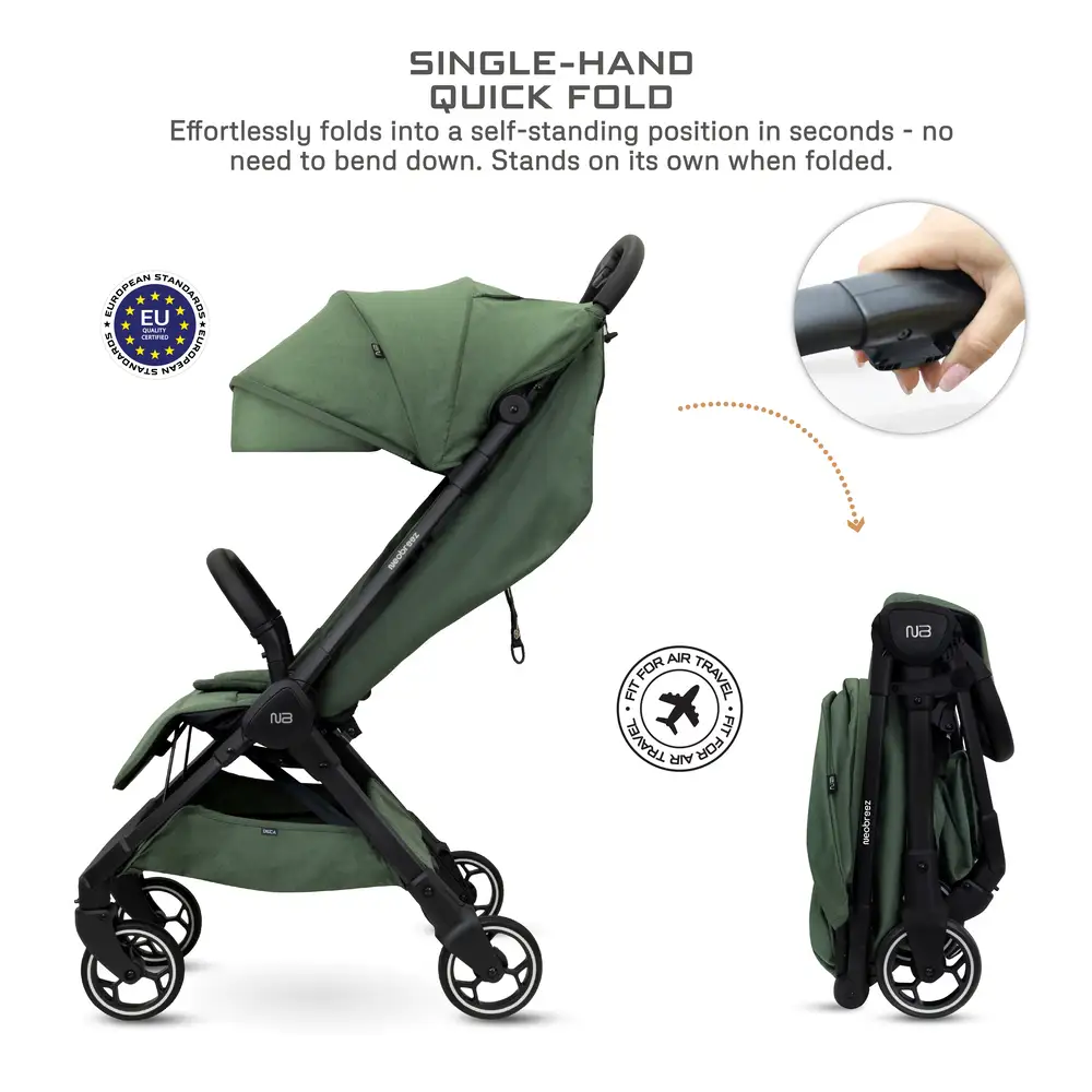 Neobreez Deca Compact Cabin Stroller Travel Stroller Green - S2886-NBR185OG - Image 6