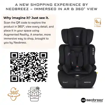 Neobreez Elek 3-in-1 Toddler Car Seat I-size 9m-12y Black - HC01-NBR028BK - Image 3