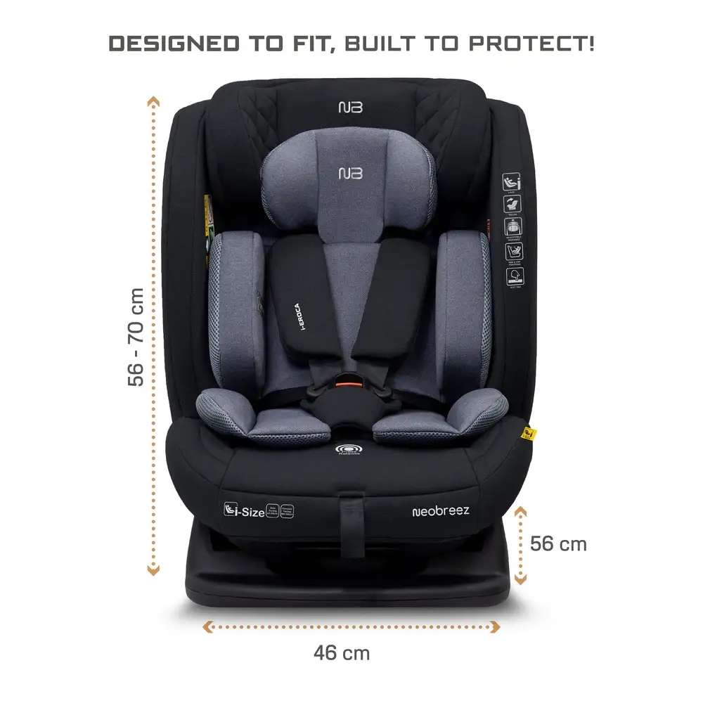 Neobreez Eroca I-size All-in-1 Convertible Car Seat 0-12yrs Black Grey - AY913-NBR033BDG - Image 14
