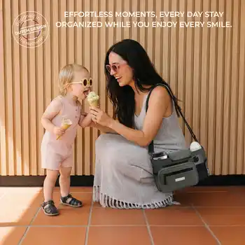 Neobreez Fyra Stroller Organizer Caddy with Insulated Cup Holder Dark Grey - NBR248DG - Image 4