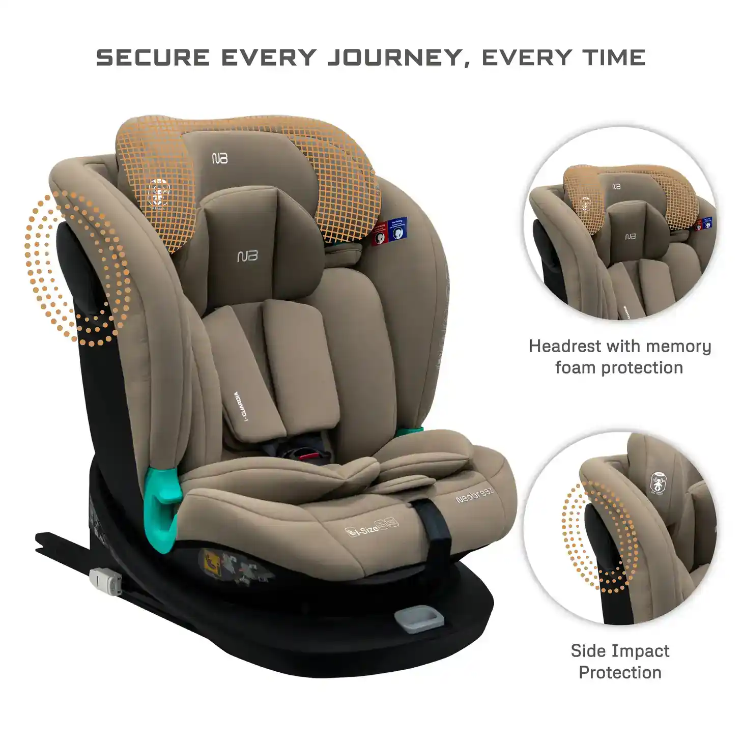 Neobreez Guardia Isofix I-size Car Seat Beige - LM318-NBR305BG - Image 10