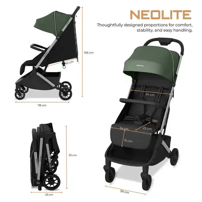 Neobreez Neolite Compact Cabin Stroller Green Black - 909-NBR295GB - Image 17