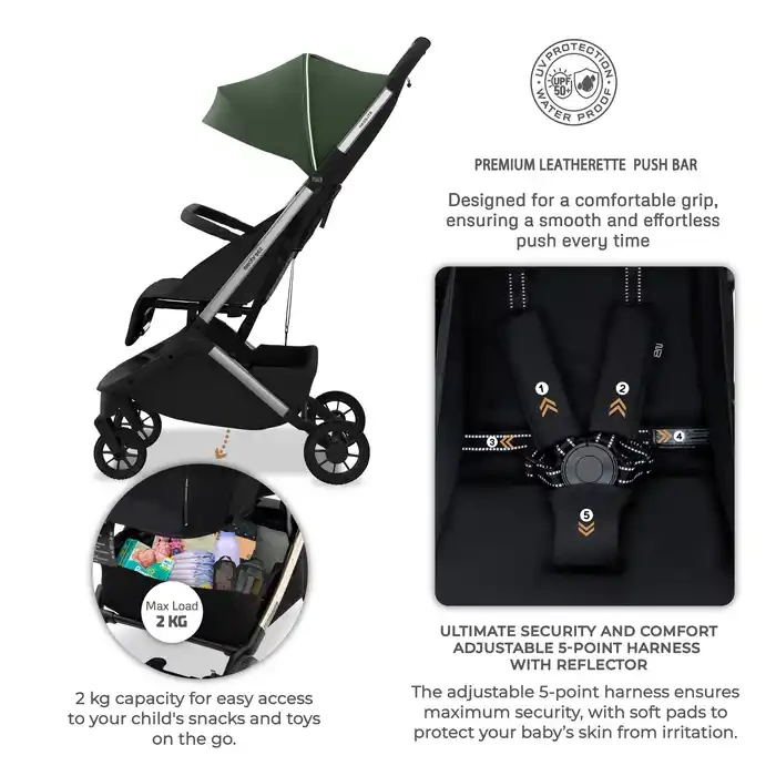 Neobreez Neolite Compact Cabin Stroller Green Black - 909-NBR295GB - Image 20
