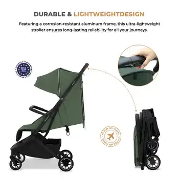 Neobreez Neolite Compact Cabin Stroller Travel Stroller Green - 909-NBR182OGB - Image 8