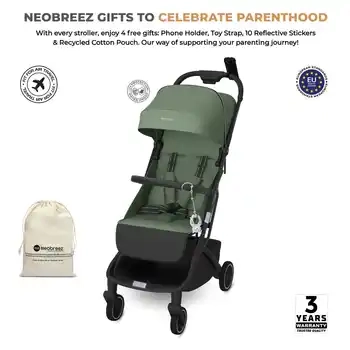 Neobreez Neolite Compact Cabin Stroller Travel Stroller Green - 909-NBR182OGB - Image 10