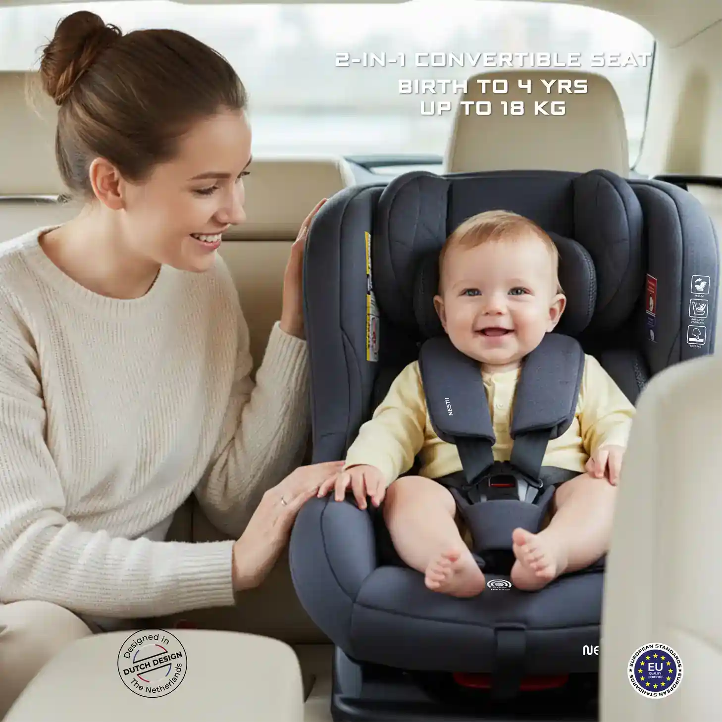Neobreez Nestii 2-in-1 Convertible Baby Infant Car Seat Grey - LB777-NBR222DG - Image 13