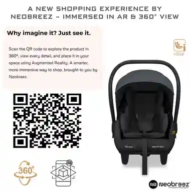 Neobreez Sacro I-size Lightweight Baby Car Seat Carrier Grey Black - CQM07-NBR157GB - Image 3