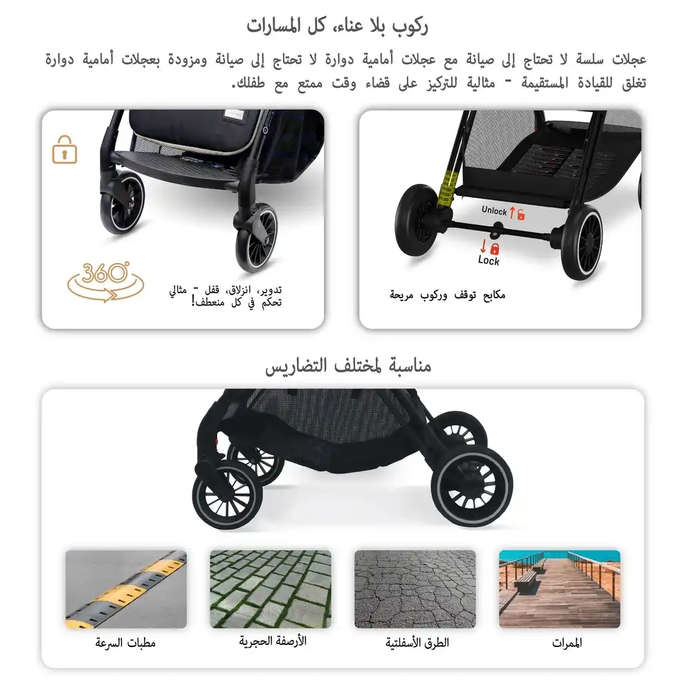 Neobreez Theta Auto Fold Compact Lightweight Travel Stroller Beige - Q8-NBR198BG - Image 20