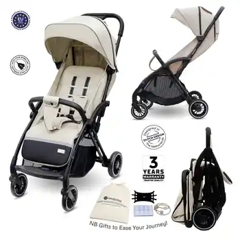 Neobreez Theta Auto Fold Compact Lightweight Travel Stroller Beige - Q8-NBR198BG - Image 4