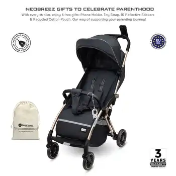 Neobreez Theta Auto Fold Compact Lightweight Travel Stroller Black - Q8-NBR129BK - Image 6